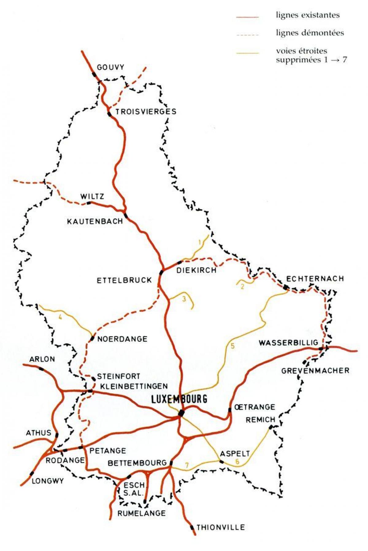 mapa de Luxemburgo estación de tren