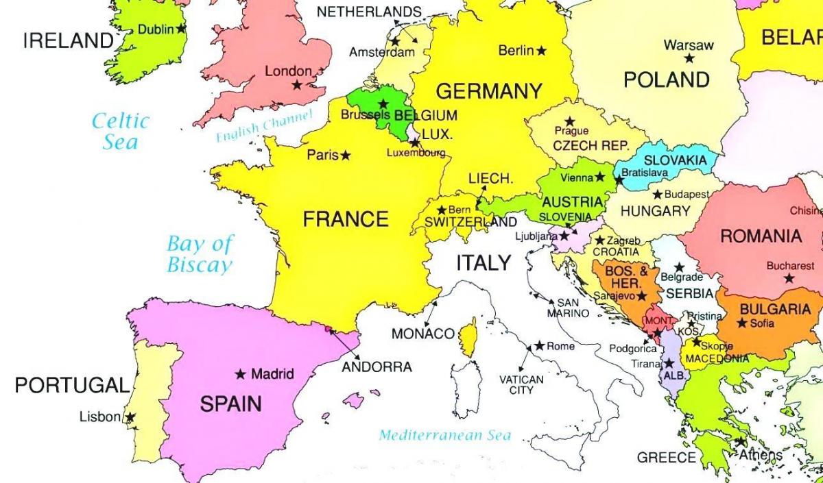 mapa de europa mostrando Luxemburgo
