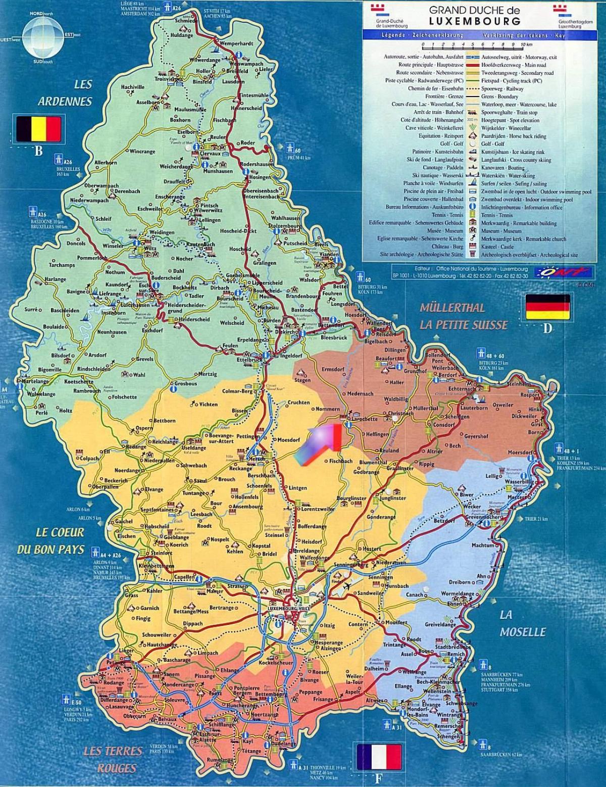 mapa de Luxemburgo mapa turístico atraccións