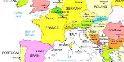 Mapa de europa mostrando Luxemburgo