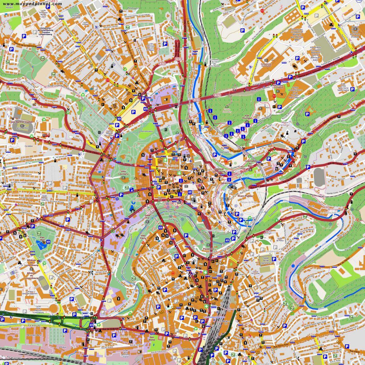 mapa de Luxemburgo centro da cidade