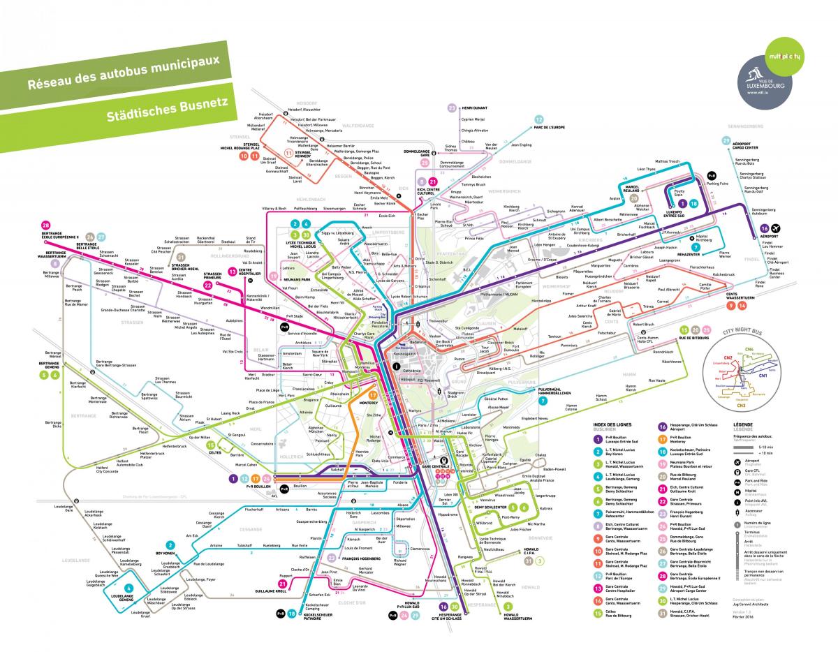 Luxemburgo ruta de autobús mapa