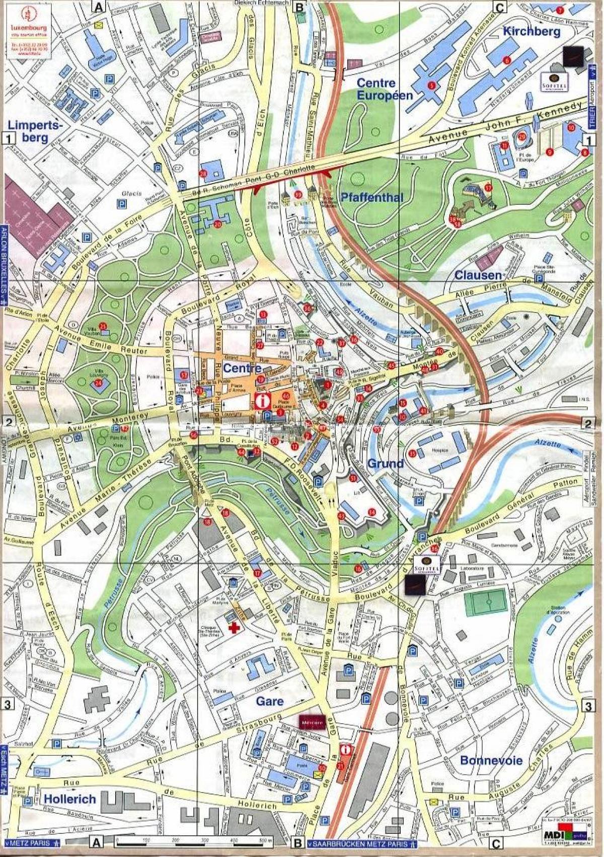 mapa de Luxemburgo cidade vella