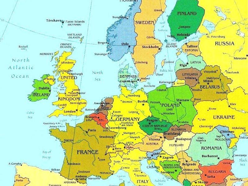 mapa de Luxemburgo e os países veciños