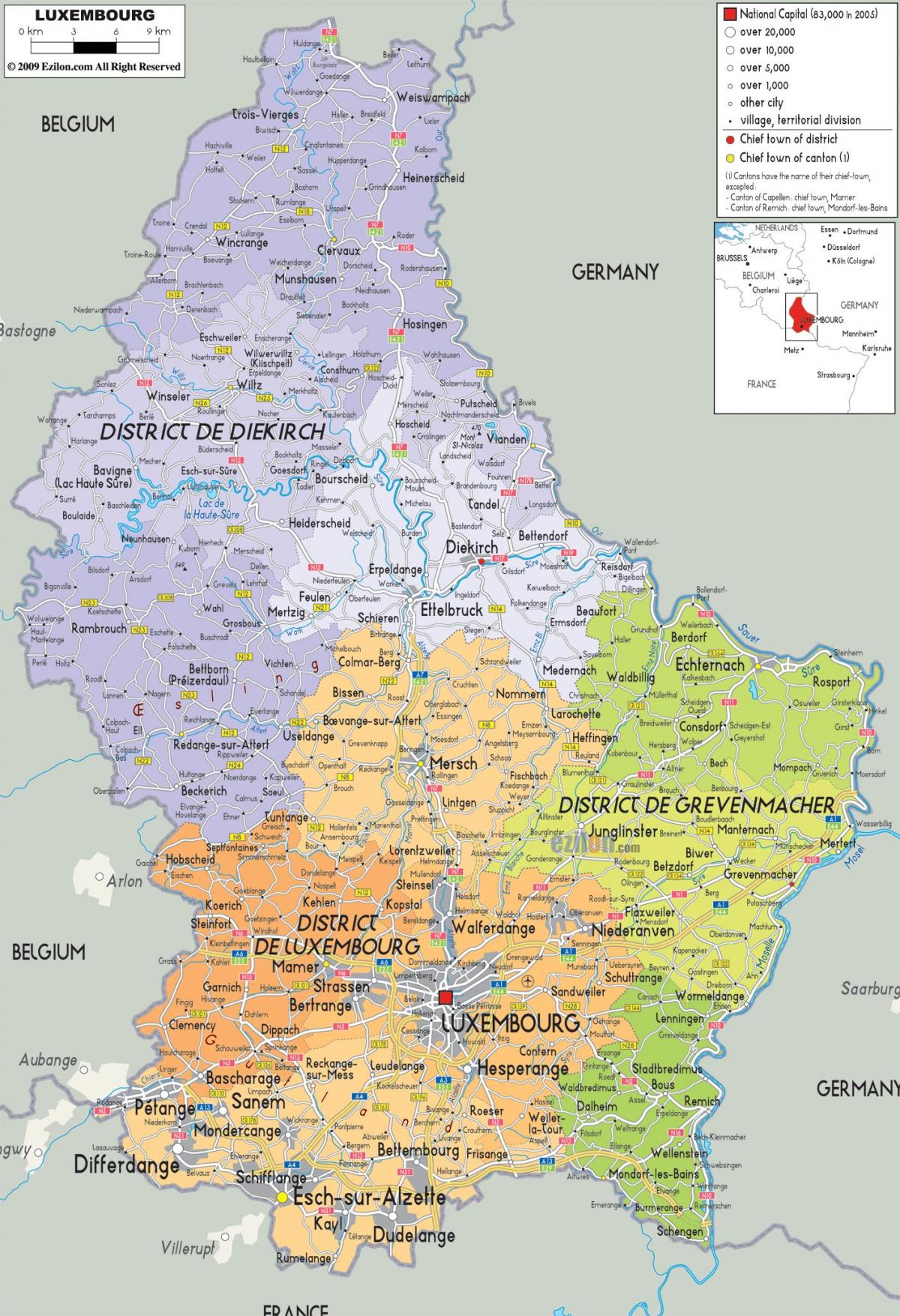 Luxemburgo país mapa